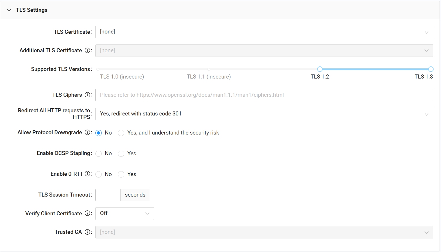 TLS Settings